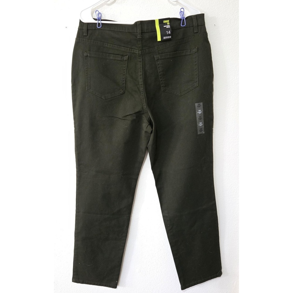 NEW Style & Co Denim Tummy Control Jeans Hi-Rise Straight Leg Olive Green 14 - Picture 3 of 15